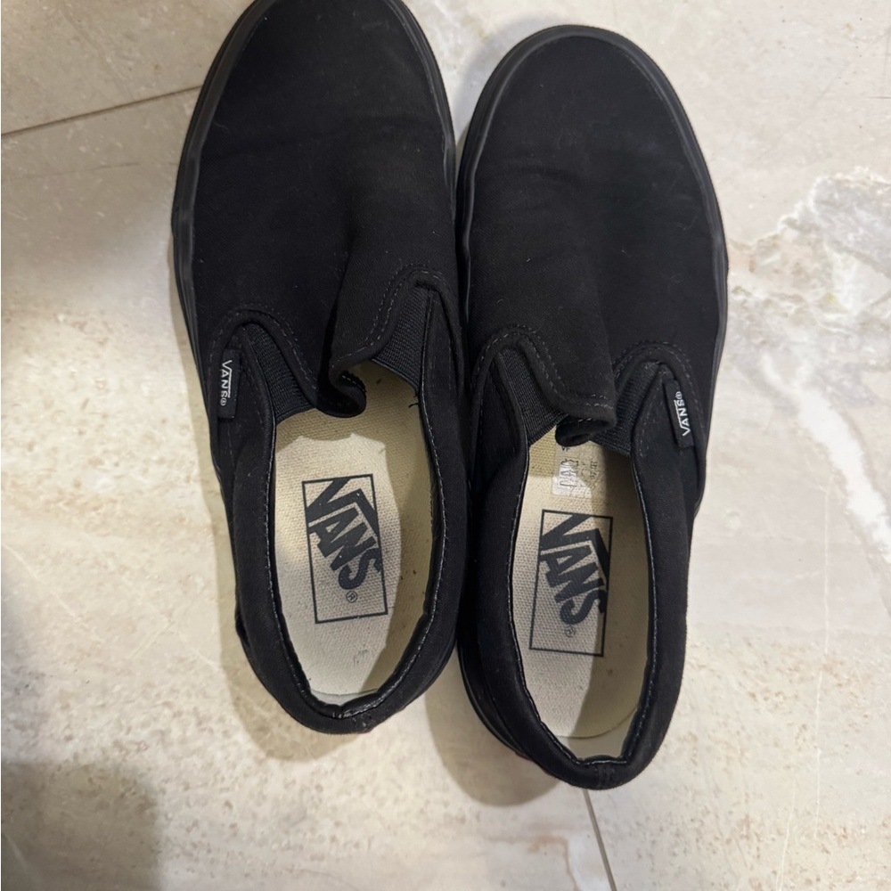 Vans Black Slip-On Sneakers Canvas Rubber Sole